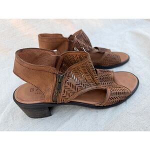 Free People Baske Perforated Leather Brown Heel Women's size 10 US